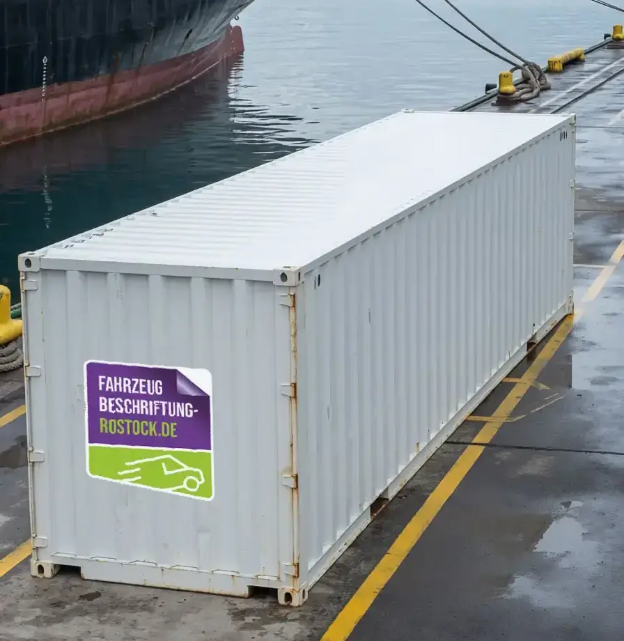 Ein weißer Container mit Logobeschriftung